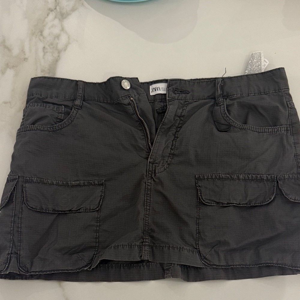 Zara Charcoal Mini Skirt with Pockets
